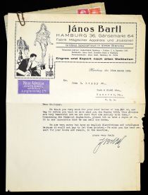 Janos Bartl Signed Note