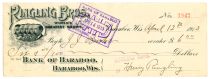 Henry Ringling Signed Check