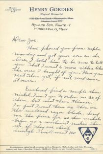 Henry Gordien ALS to Joe [Berg]
