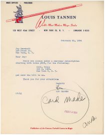Lou Tannen to Jay Marshall TLS