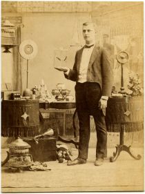 Magician with Bird Cage Card Photograph