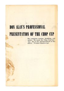 Don Alan's Professional Presentation of the Chop Cup