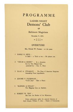 Ladies Night, Demons' Club of Baltimore Magicians Programme