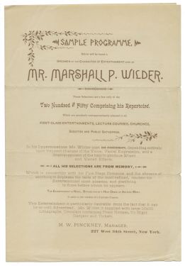 Mr. Marshall P. Wilder Sample Programme
