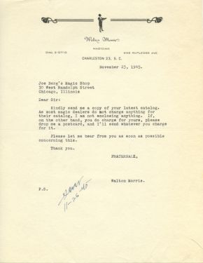 Walton Morris Letter to Joe Berg