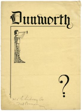 Frederick W. Dunworth Folded Advert