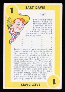 Bobby Benson's Game Circus Cards and Instructions