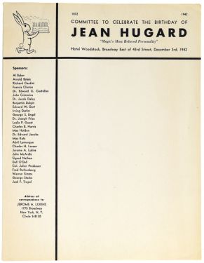 Jean Hugard Birthday Committee Letterhead