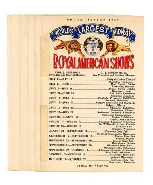 Royal American Shows Route Cards