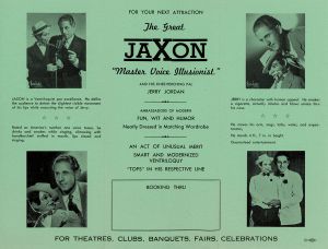 The Great Jaxon, "Master Voice Illusionist" Brochure