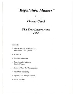 Reputation Makers, Charles Gauci USA Tour Lecture Notes