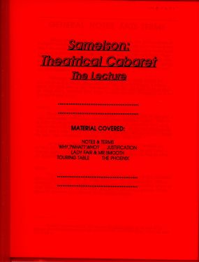 Samelson: Theatrical Cabaret, The Lecture and Cod Pieces