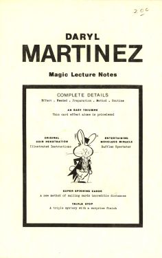 Daryl Martinez Magic Lecture Notes