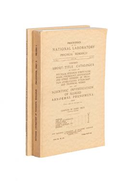 Proceedings of the National Laboratory of Psychical Research, Short-Title Catalogue and Supplement