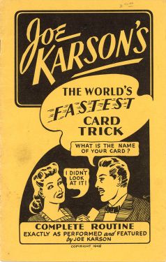 Joe Karson's the World Fastest Card Trick