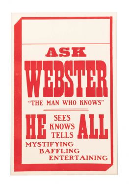 Ask Webster "The Man Who Knows" Window Card