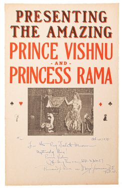 Prince Vishnu and Princess Rama Window Card (Inscribed and Signed)